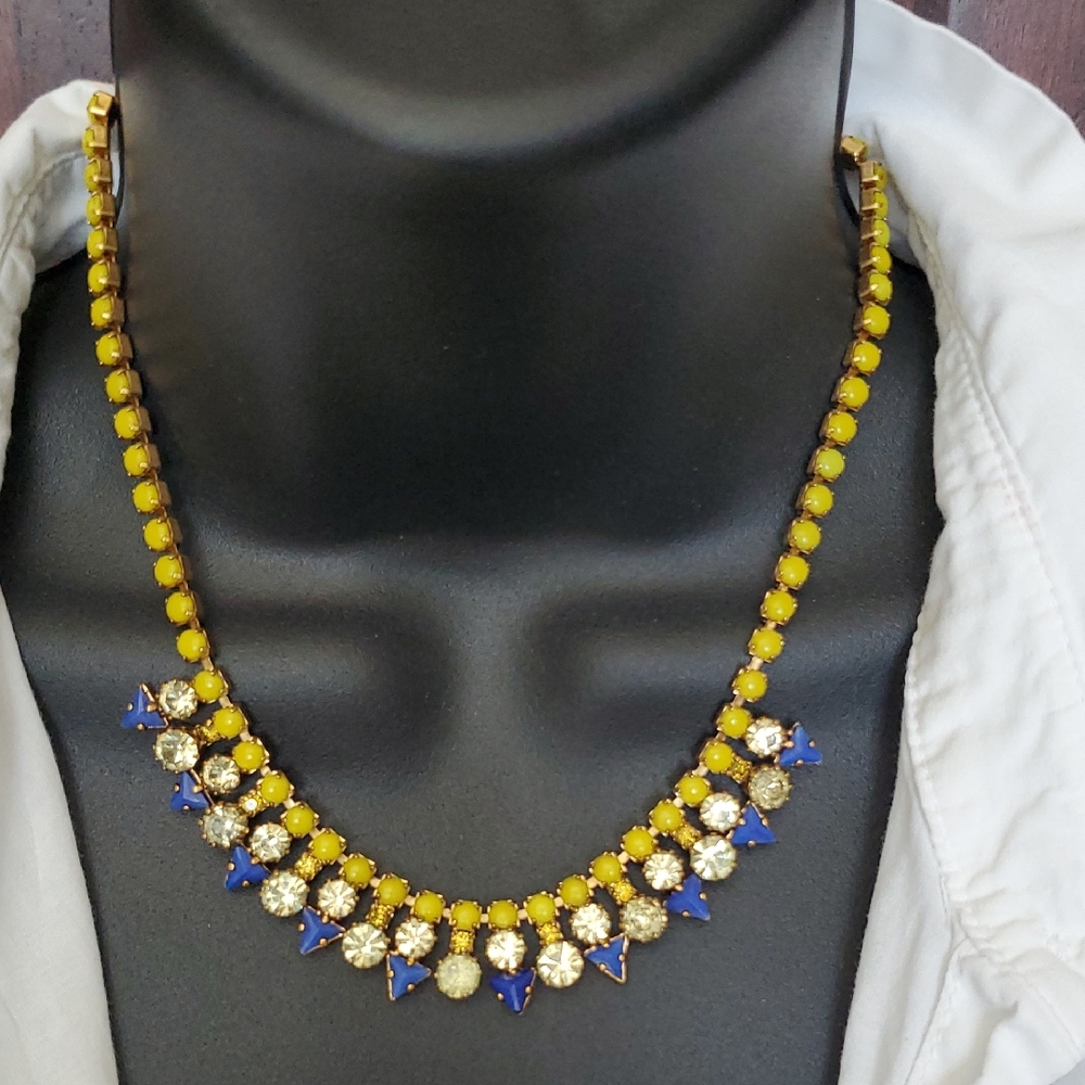 Chic Gold and Blue Statement Necklace
